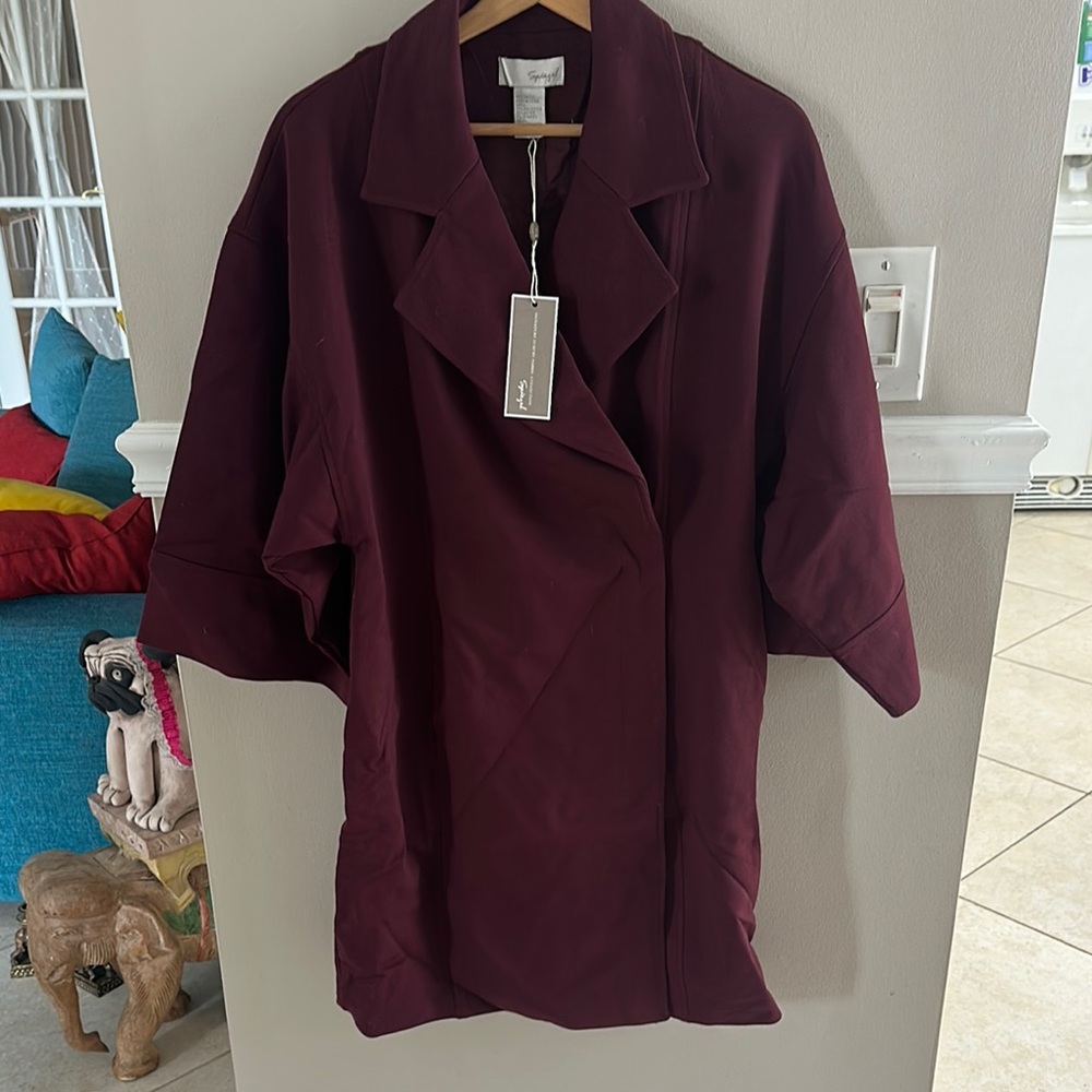 NWT Spiegel Burgundy Assymetrical Button Coat Size
